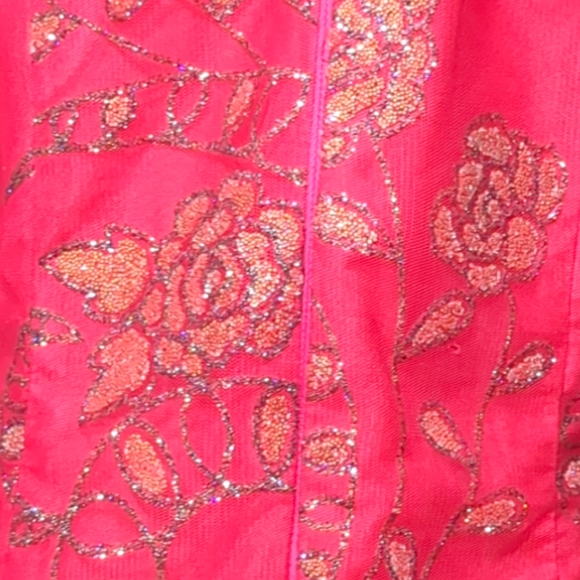 Designed Handmade Pink Embellish Flower Pattern Gold Sparkle Trimmed  Size S - Picture 3 of 16